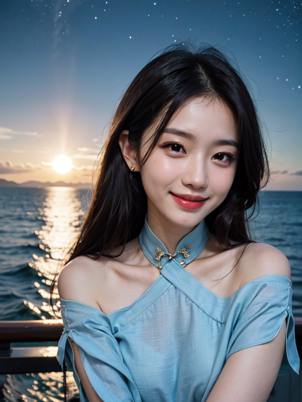 00164-1773815759-Wearing a cheongsam, off the shoulder, long haired and smiling beauty, at night, by the sea, starry sky, with delicate facial fe.png